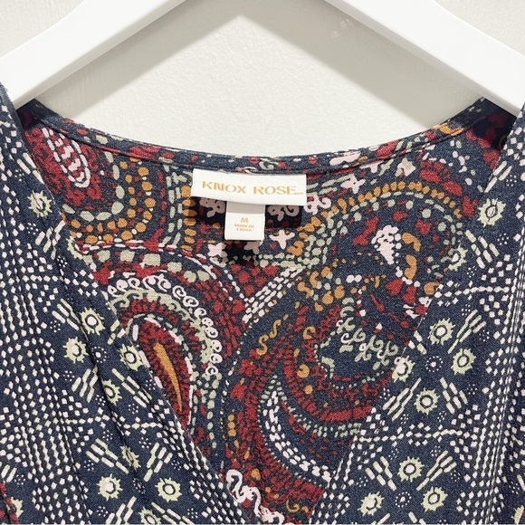 KNOX ROSE Women’s Navy Blue Paisley Print Maxi Dress Button Front Size Medium - Picture 5 of 7